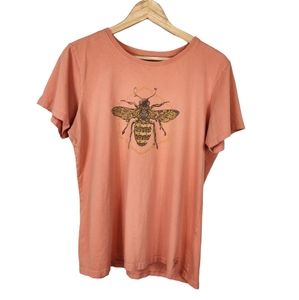 Life is Good Bee Orange Crusher Tee Size Large